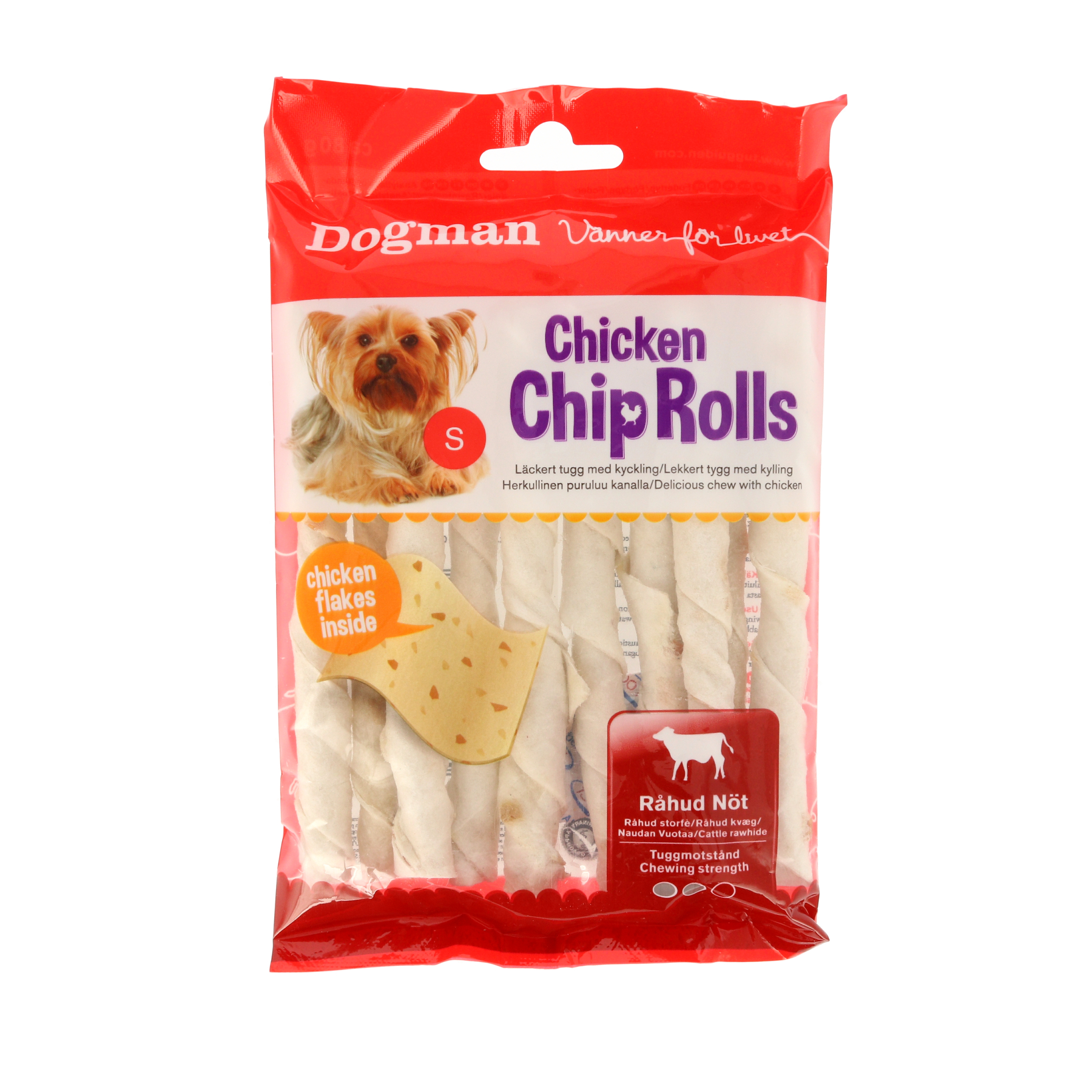 Dogman Chicken Chip rolls m kyck 10p Vit S 12,5cm