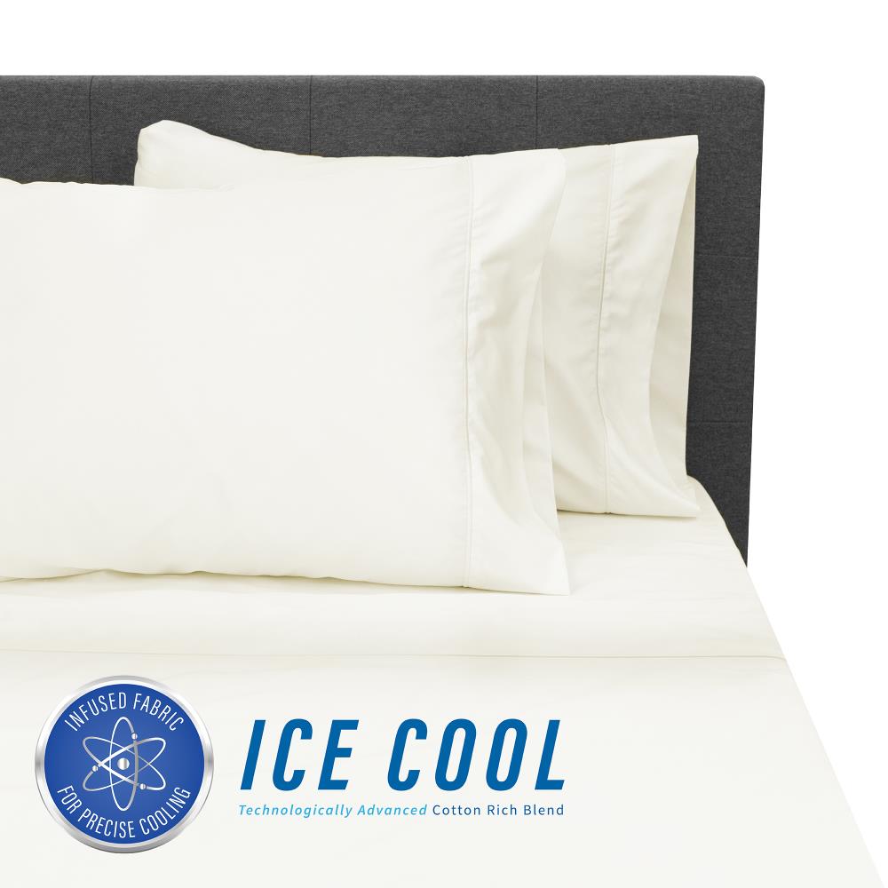 SensorPEDIC Ice Cool 400 Thread Count Sheet-Set Queen Cotton Blend 4-Piece Bed Sheet in Off-White | 10320