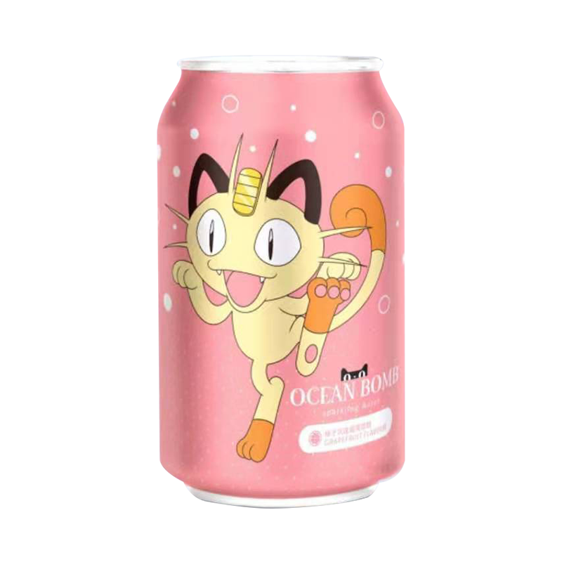 Ocean Bomb Pokemon Meowth Peach Flavour Sparkling Water 330ml