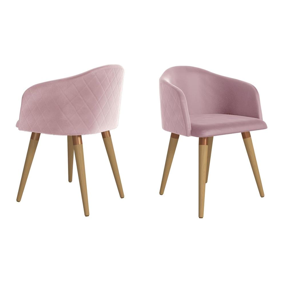 Manhattan Comfort Set of 2 Kari Contemporary/Modern Polyester/Polyester Blend Upholstered Dining Arm Chair (Composite Frame) in Pink | 2-1020486