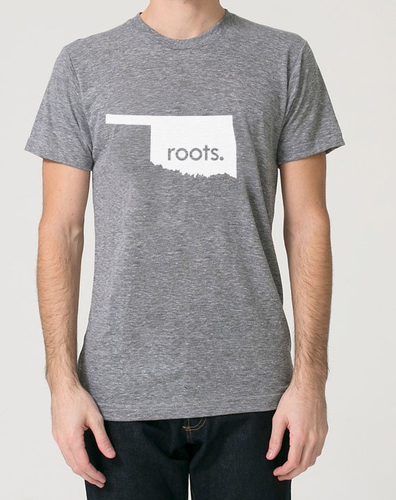 Oklahoma Ok Roots Tri Blend Track T-Shirt - Unisex Tee Shirts Size S M L Xl