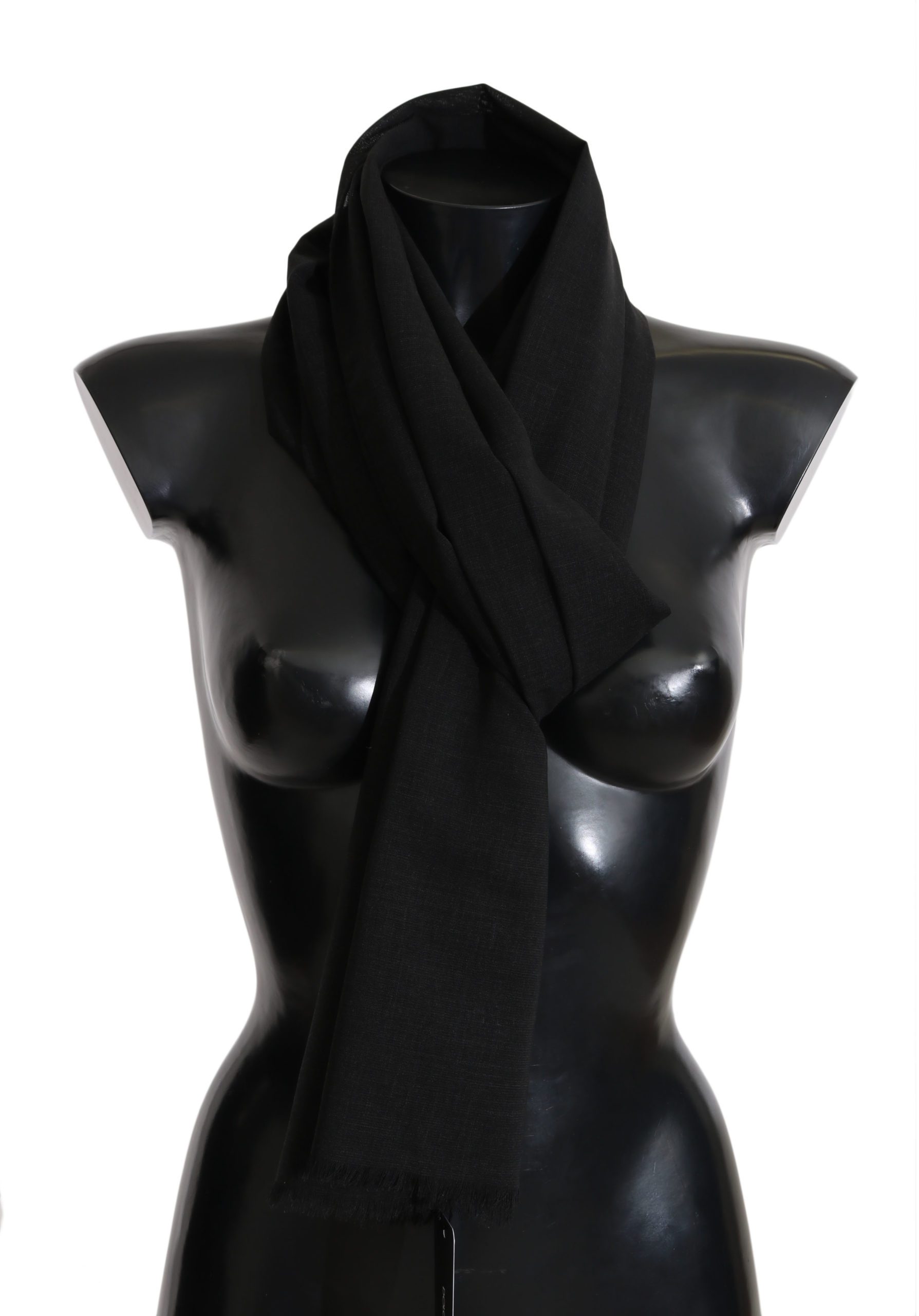 Dolce & Gabbana Women's Wool Blend Shawl Wrap Scarf Black MS5006