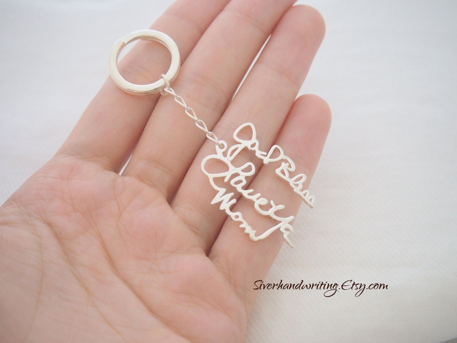Actual Handwriting Keychain Custom Charm Accessory Memorial Gift Personalized For Dad, Husband Ch02
