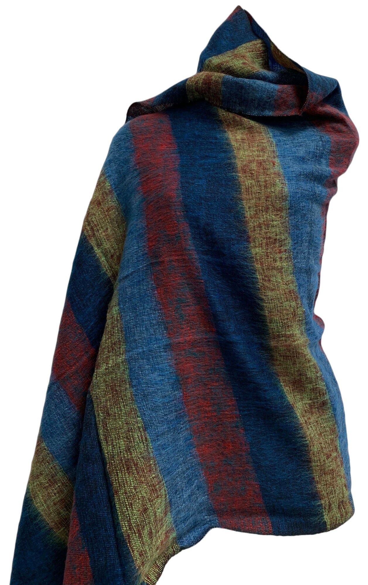 Unisex Reversible Fine Wool Cotton Blend Large Shawl Scarf Wrap Blanket N