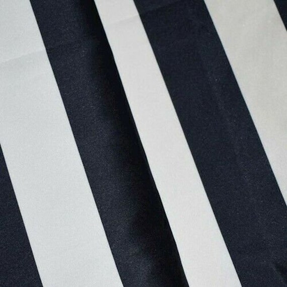 Black/White Stripe Silk Blend Twill Mikado, Fabric By The Yard