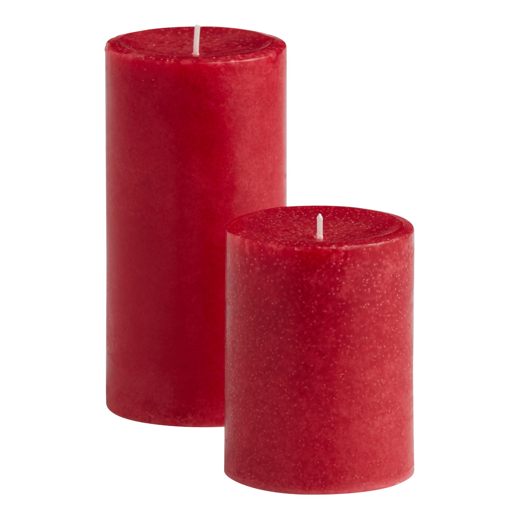 Pier Place Holiday Spice Pillar Scented Candle: Red - Scented Wax by World Market
