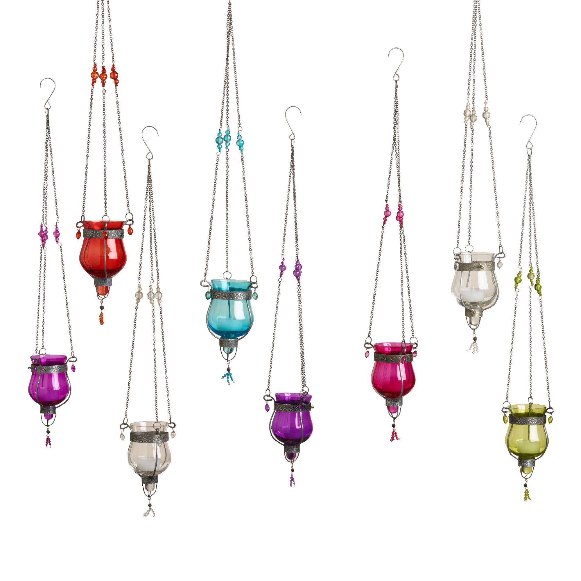 Glass Dahlia Tealight Hanging Lanterns Set of 8 by World Market