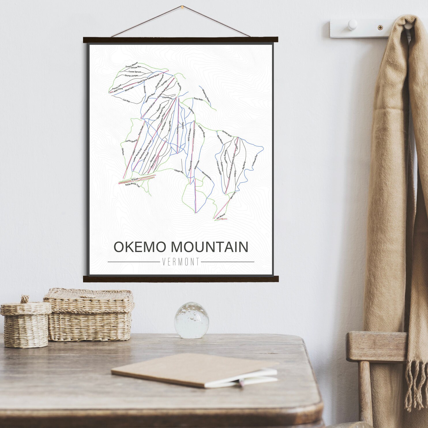 Okemo Vermont Ski Trail Map | Hanging Canvas Of Printed Marketplace