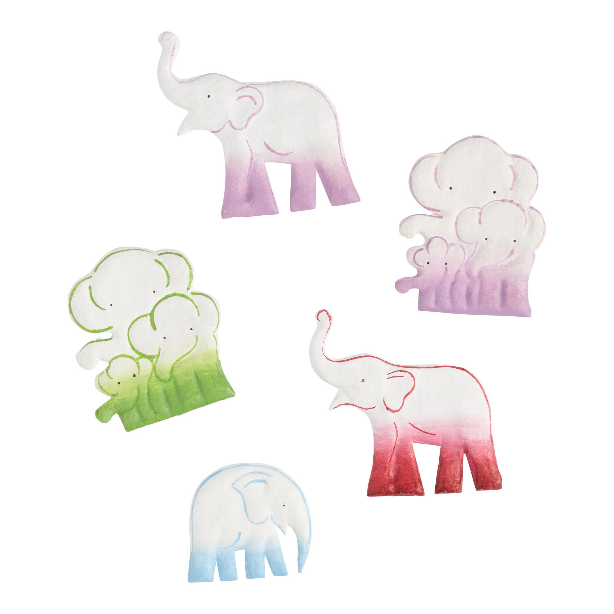 Mr. Ellie Pooh Paper Elephant Magnets Set of 5: Multi by World Market