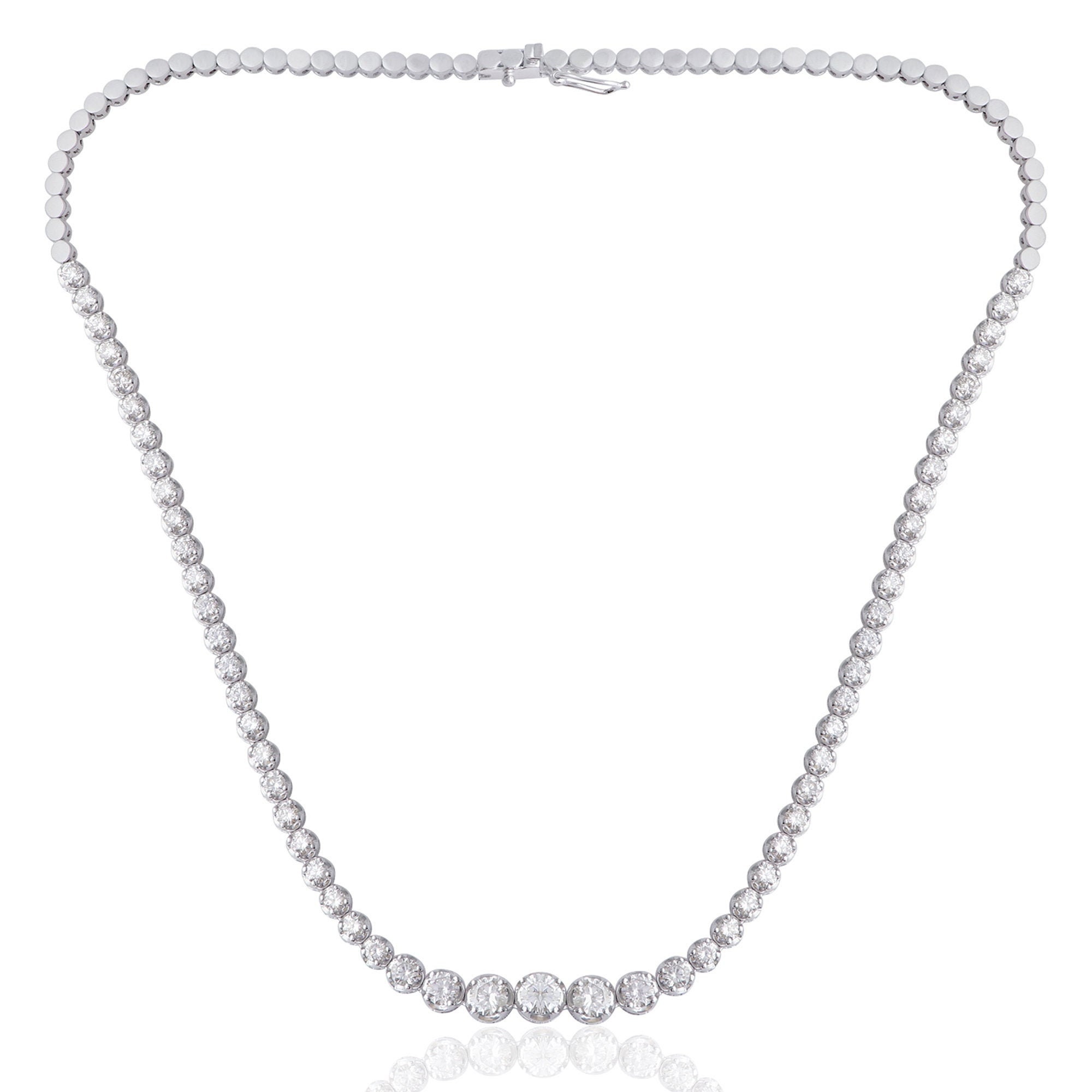 Natural 6.10 Tcw Si Clarity Hi Color Diamond Chain Necklace 14K White Gold Handmade Jewelry For Women