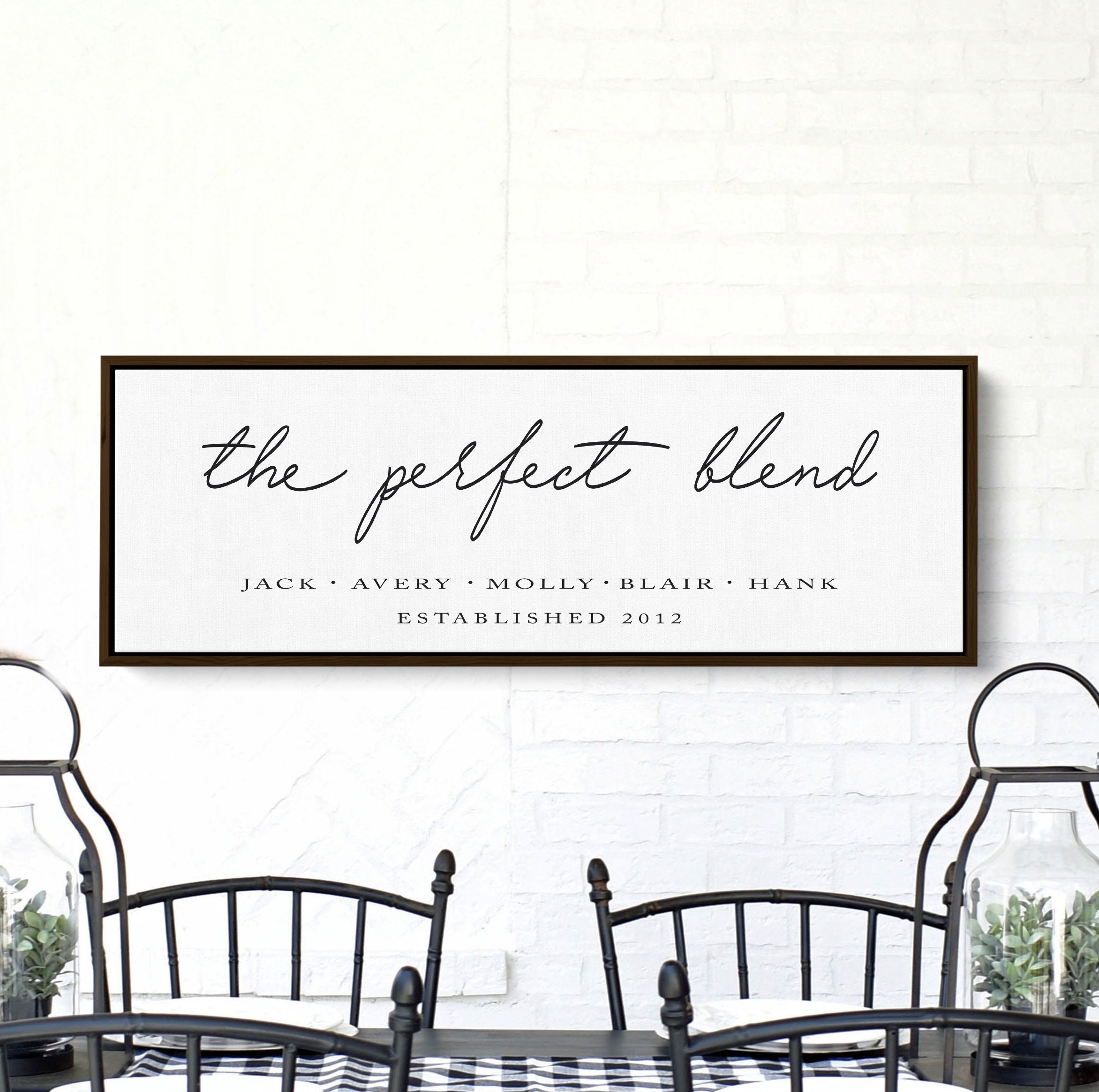 The Perfect Blend Sign | Perfectly Blended Personalized Family Name Established Date Farmhouse Decor Wedding Gift