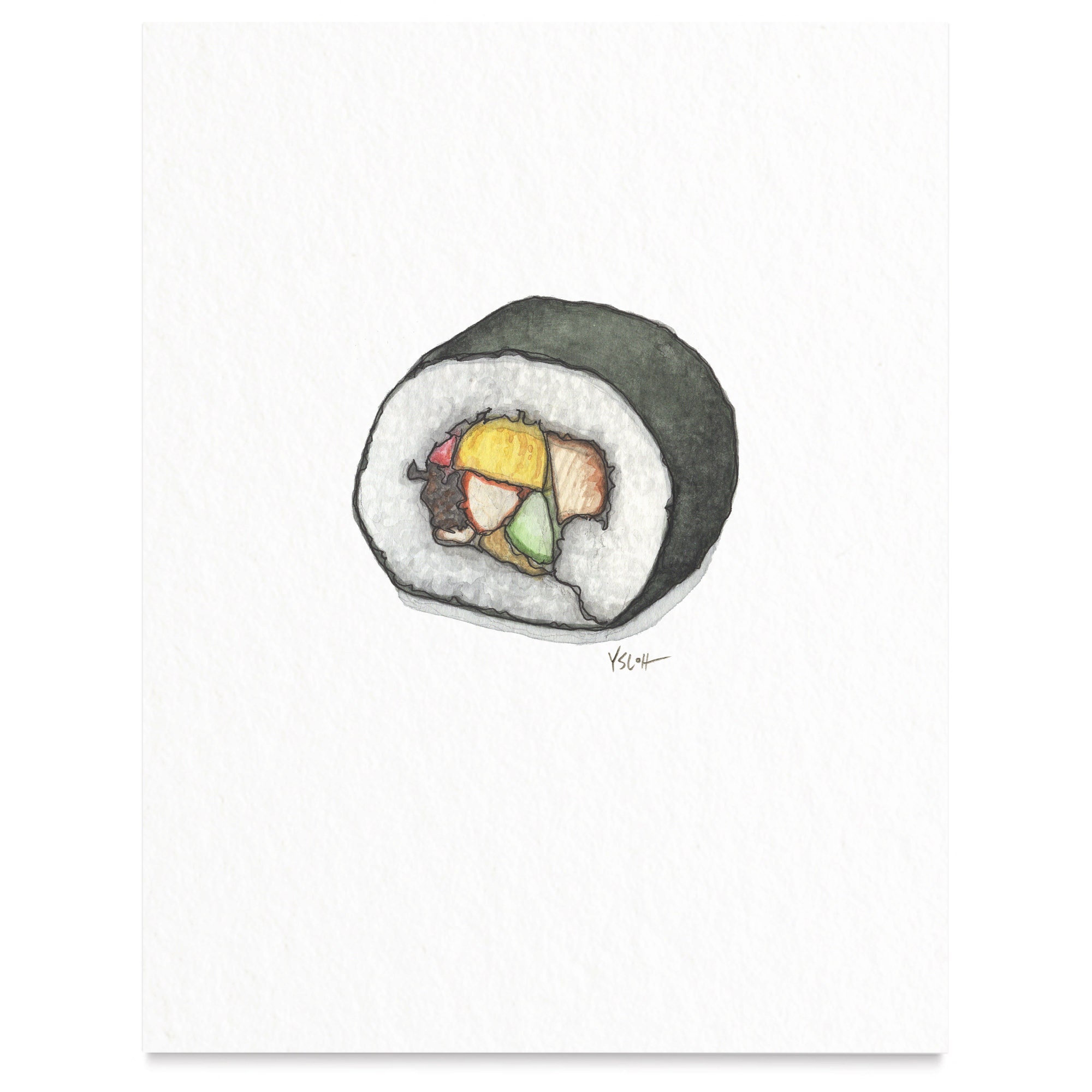 Sushi | Maki 8.5x11 Art Print/Watercolor Illustration Home Decor Japanese Cuisine Food Seafood Rice