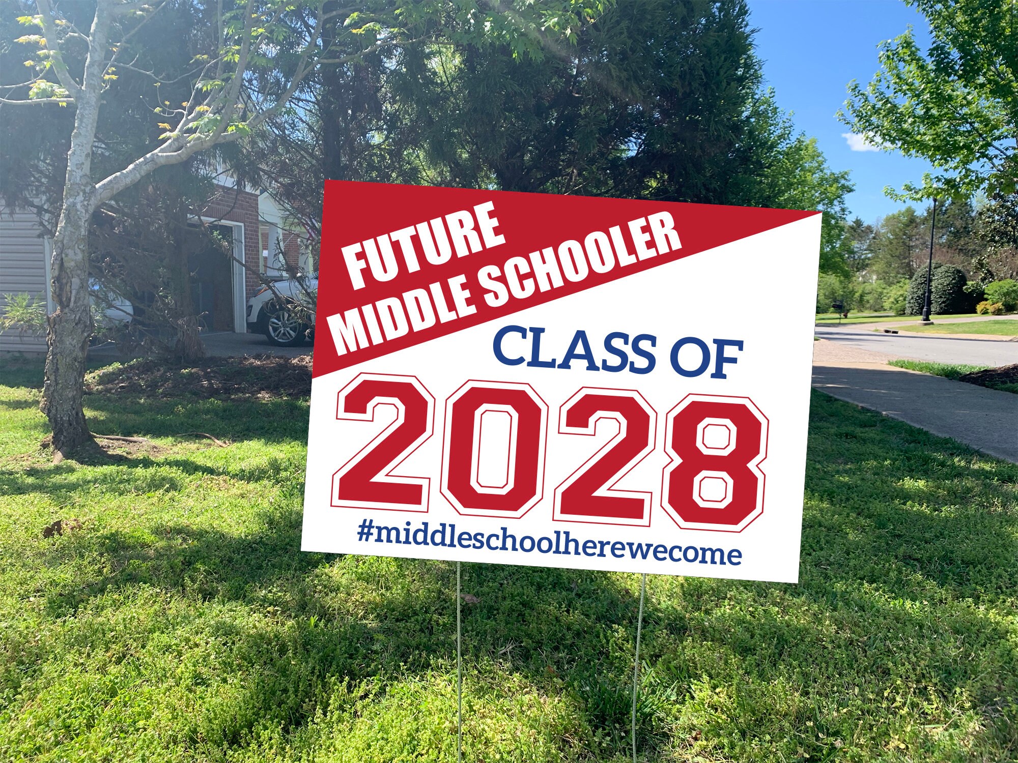 Future Middle Schooler 5Th Grade Graduation Yard Sign, Class 2028, Wire Stake Included, Diy File Option, Free Shipping, Ms