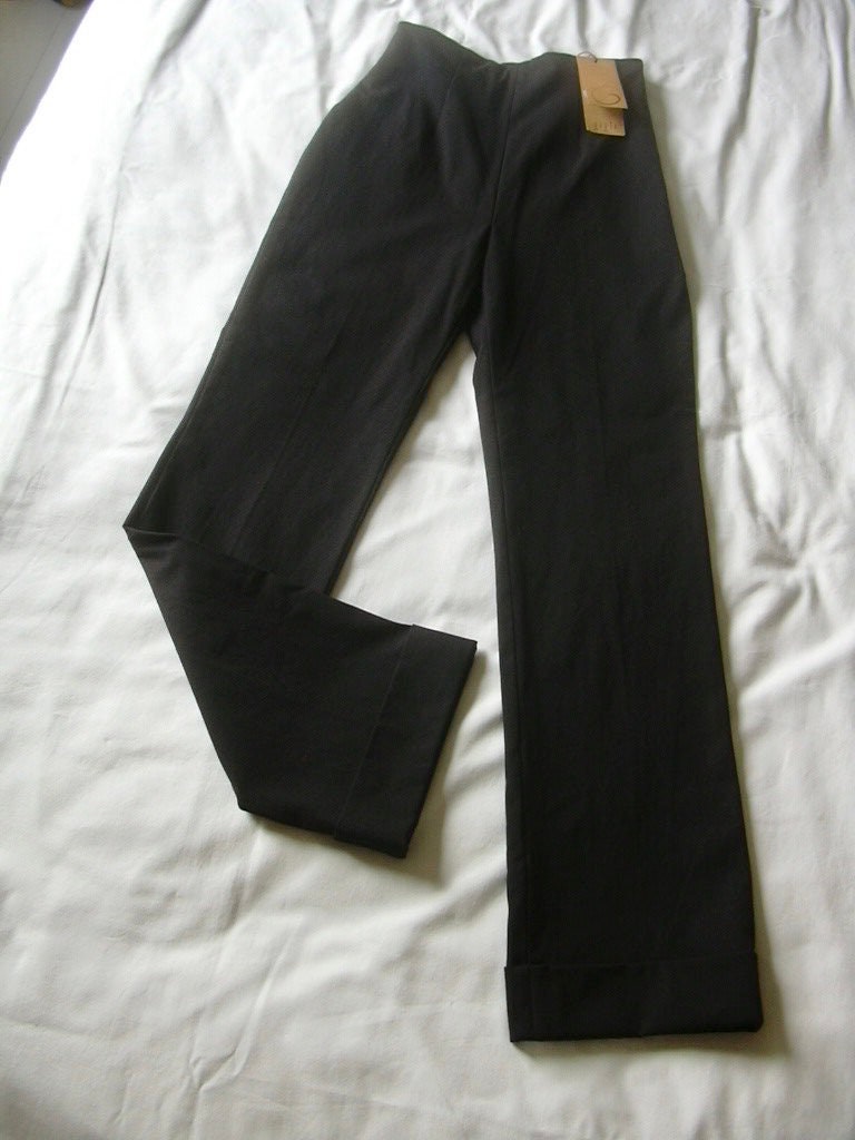 Vintage Romeo Gigli Black Nylon Blend High Waisted Pants Us 4 Xs-S Deadstock With Tag