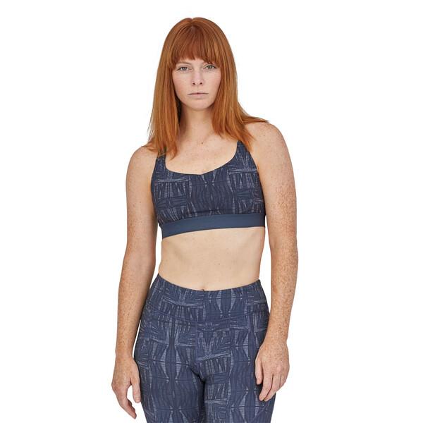 Patagonia Women's Switchback Sports Bra - Recycled Polyester, Quilt Block Fill: Smolder Blue / S