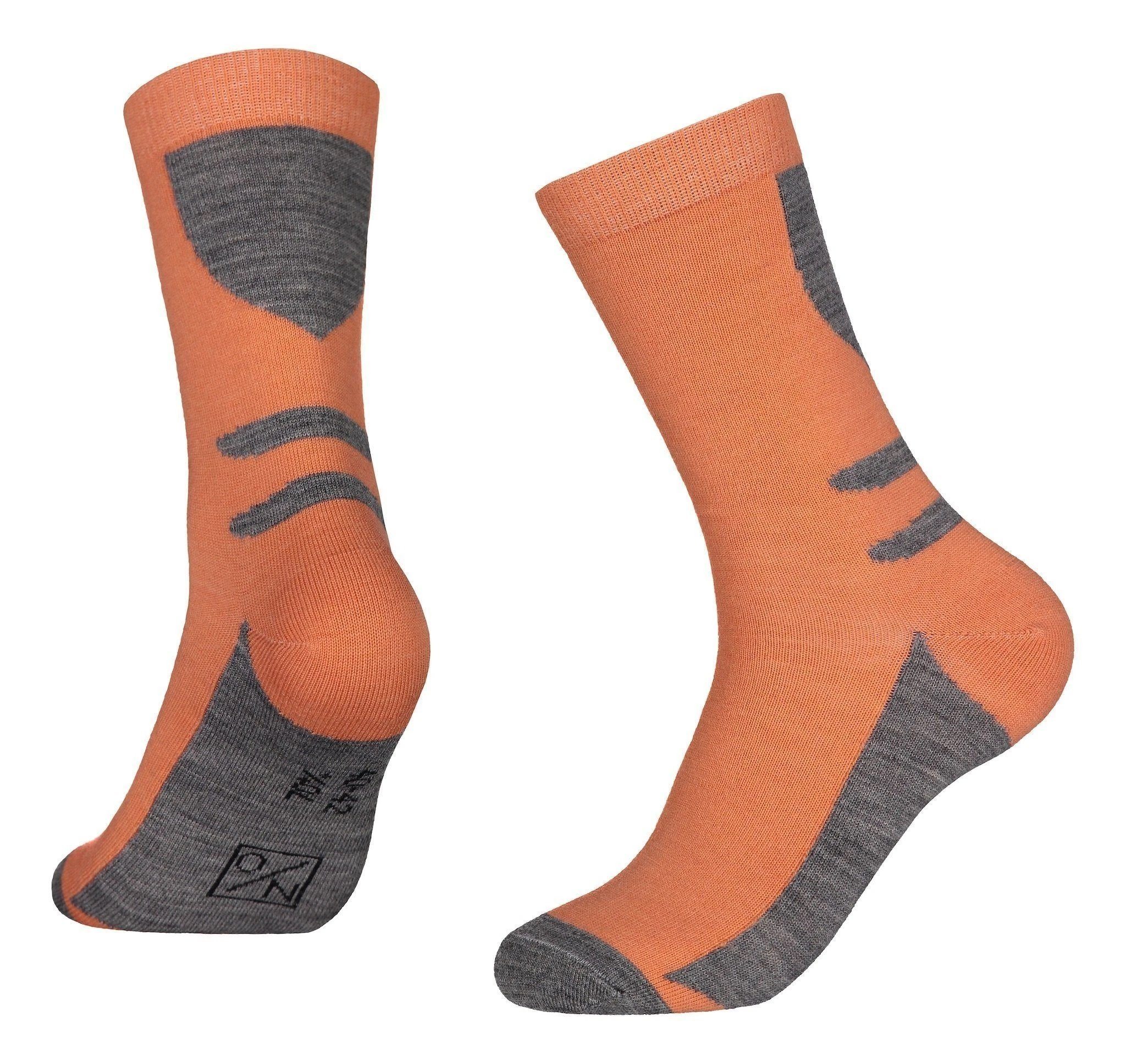 North Outdoor Merino Wool Socks For Sports - Merino 70, Grey/Salmon / 36-39