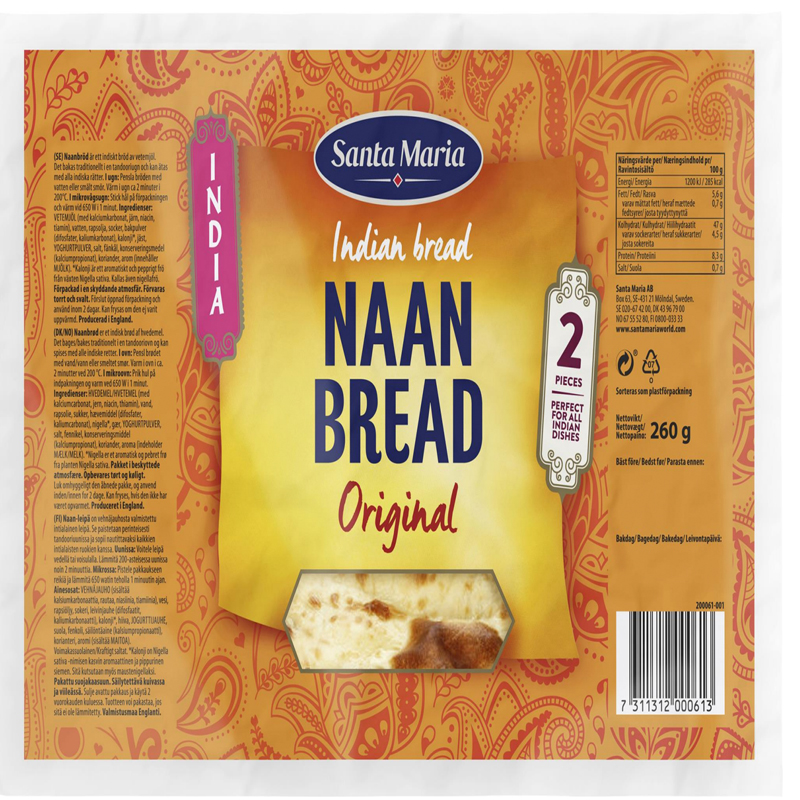 Bröd "Naan Bread Original" 260g - 28% rabatt