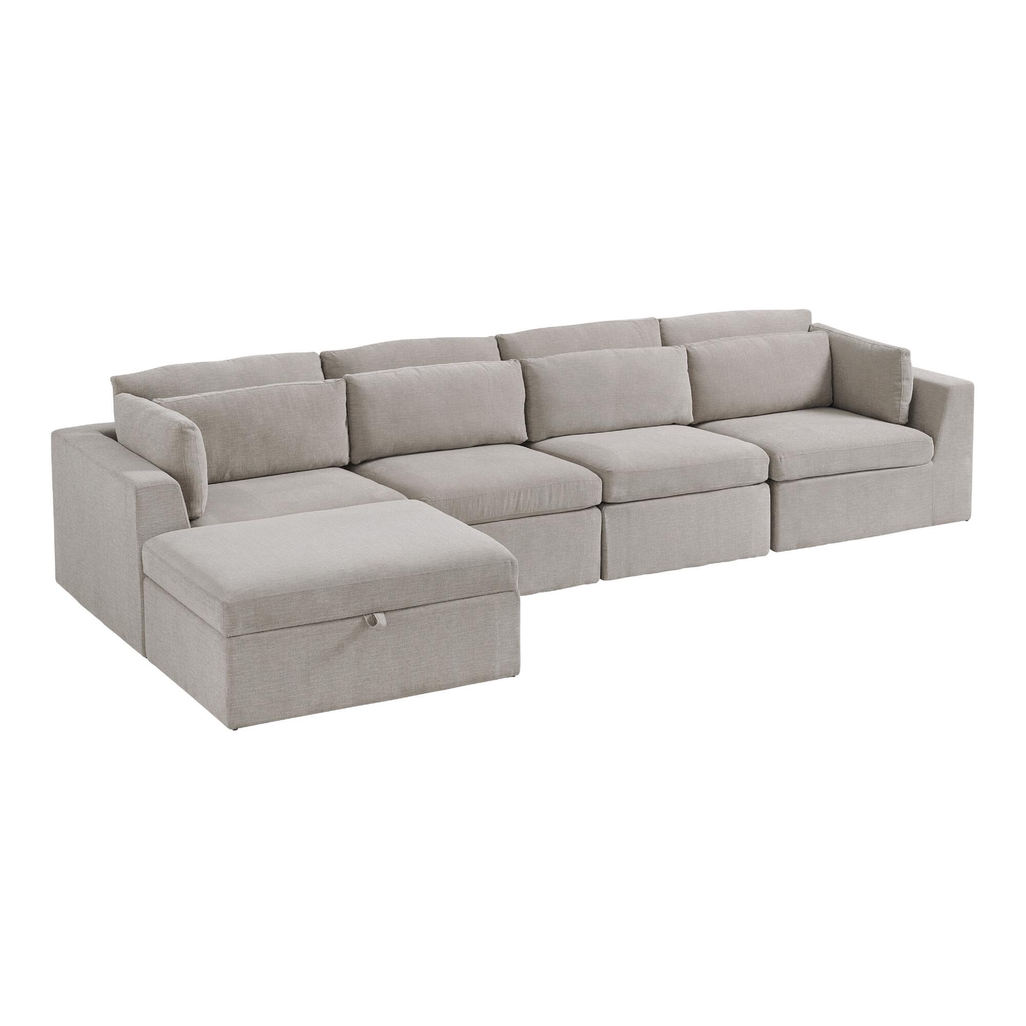 Gray Emmett 5 Piece Long Modular Sectional Sofa by World Market