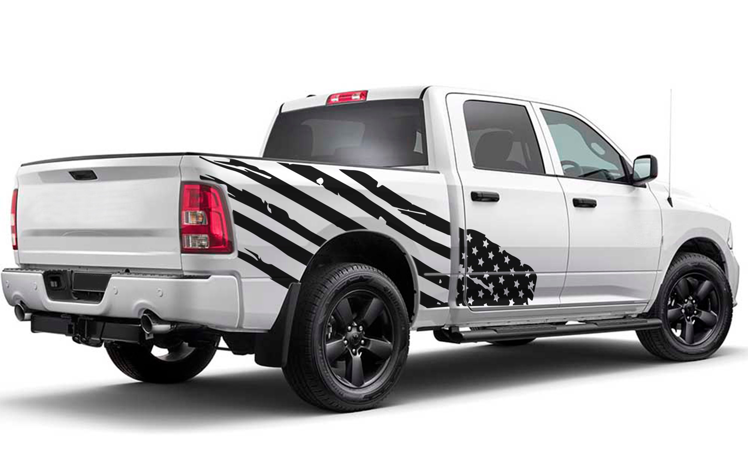 Side Vinyl Decal Us Flag Sticker American Compatible With Dodge Ram Srt8 Rt 1500 Crew Cab Gen 3 4 5 2009 - 2021 4x4 Off Road