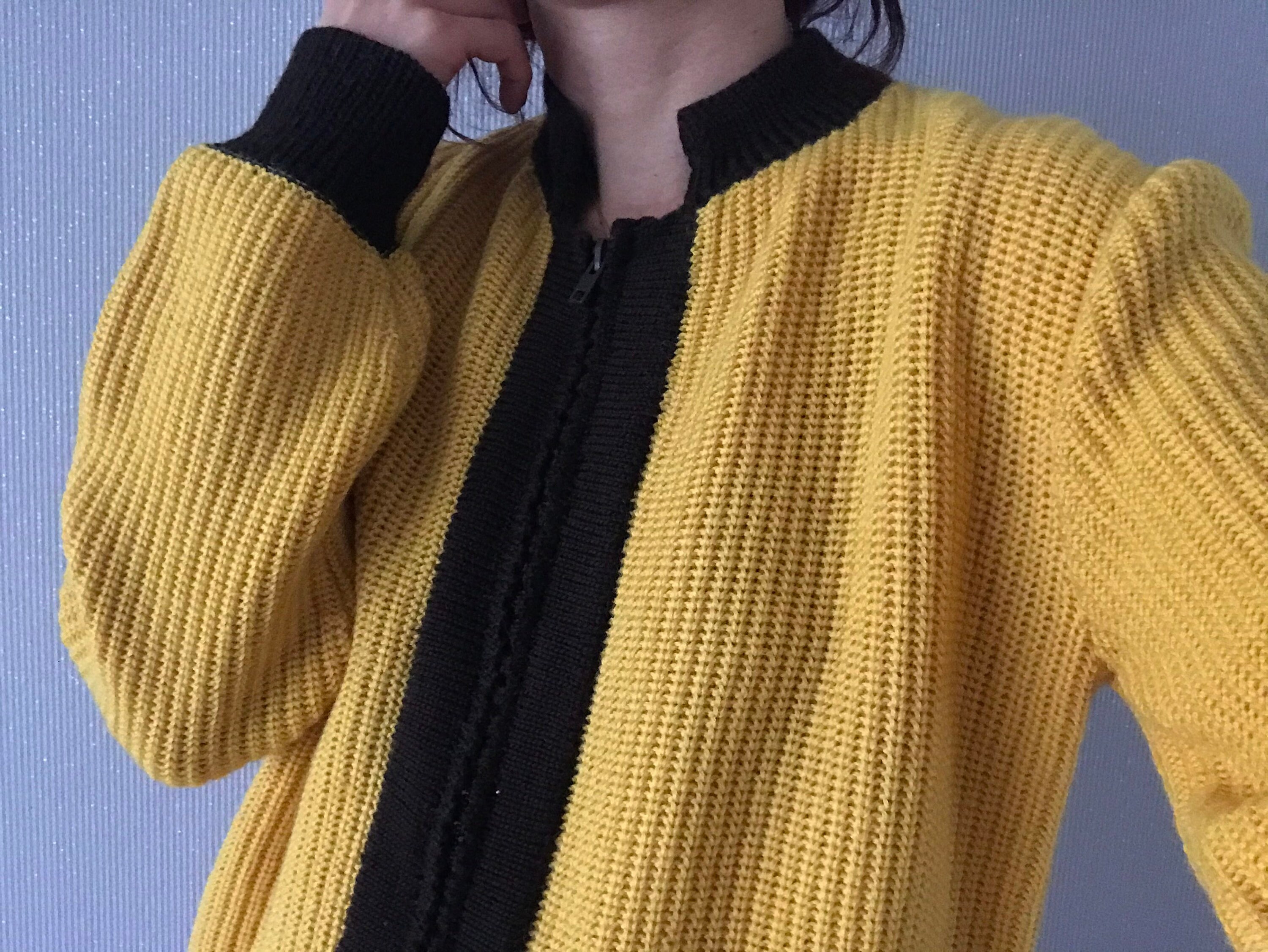 Vintage Intense Yellow Brown Wool Blend Knit Long Sleeve Zipper Cardigan/ Sweater/ Top/ Sweatshirt/ Jumper/ S - Petite L
