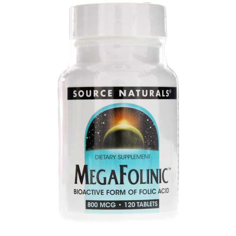 Source Naturals MegaFolinic 800 Mcg 120 Tablets