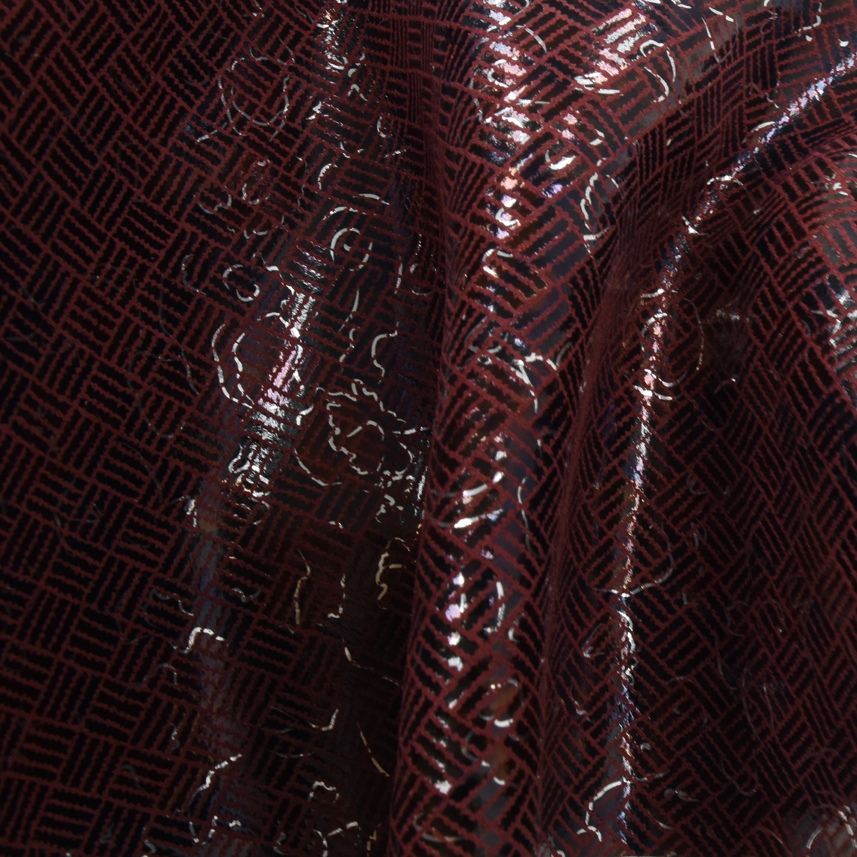 Genuine Leather Sheets, Metallic Maroon Weave, Cowhide, 4x6/8"x10" 12"x12", For Jewelry The Guy"
