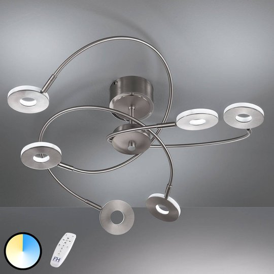 LED-kattovalaisin Dent, CCT, 6-lamppuinen, nikkeli