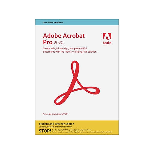 Adobe Acrobat Pro 2020 Student and Teacher Edition for 1 User, Mac OS X, Download (65312077)
