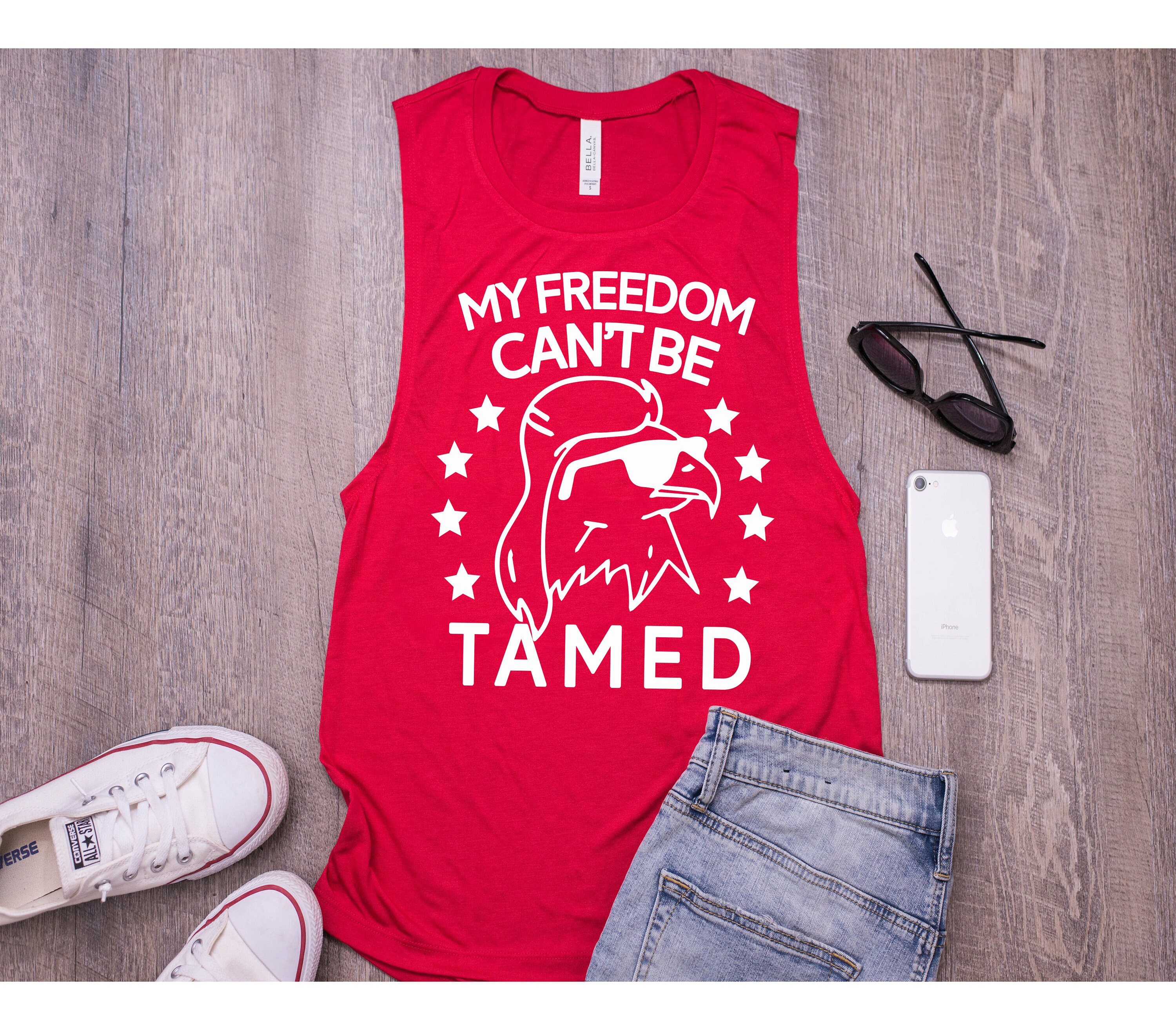 4Th Of July Tank Top - Drinking Tank. Womens & Mens Patriotic Tank Top. My Freedom Cant Be Tamed Eagle