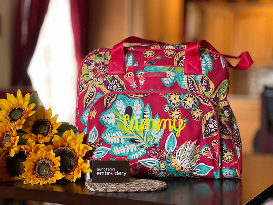 Vera Bradley Commuter Tote Bag in Rumba, Personalized, Monogram or Name,  Embroidered, Custom 