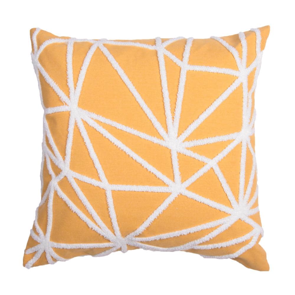 Decor Therapy Thro by Marlo Lorenz 18-in x 18-in Lemon Curry Woven Polyester Blend Indoor Decorative Pillow in Yellow | TH024519003E