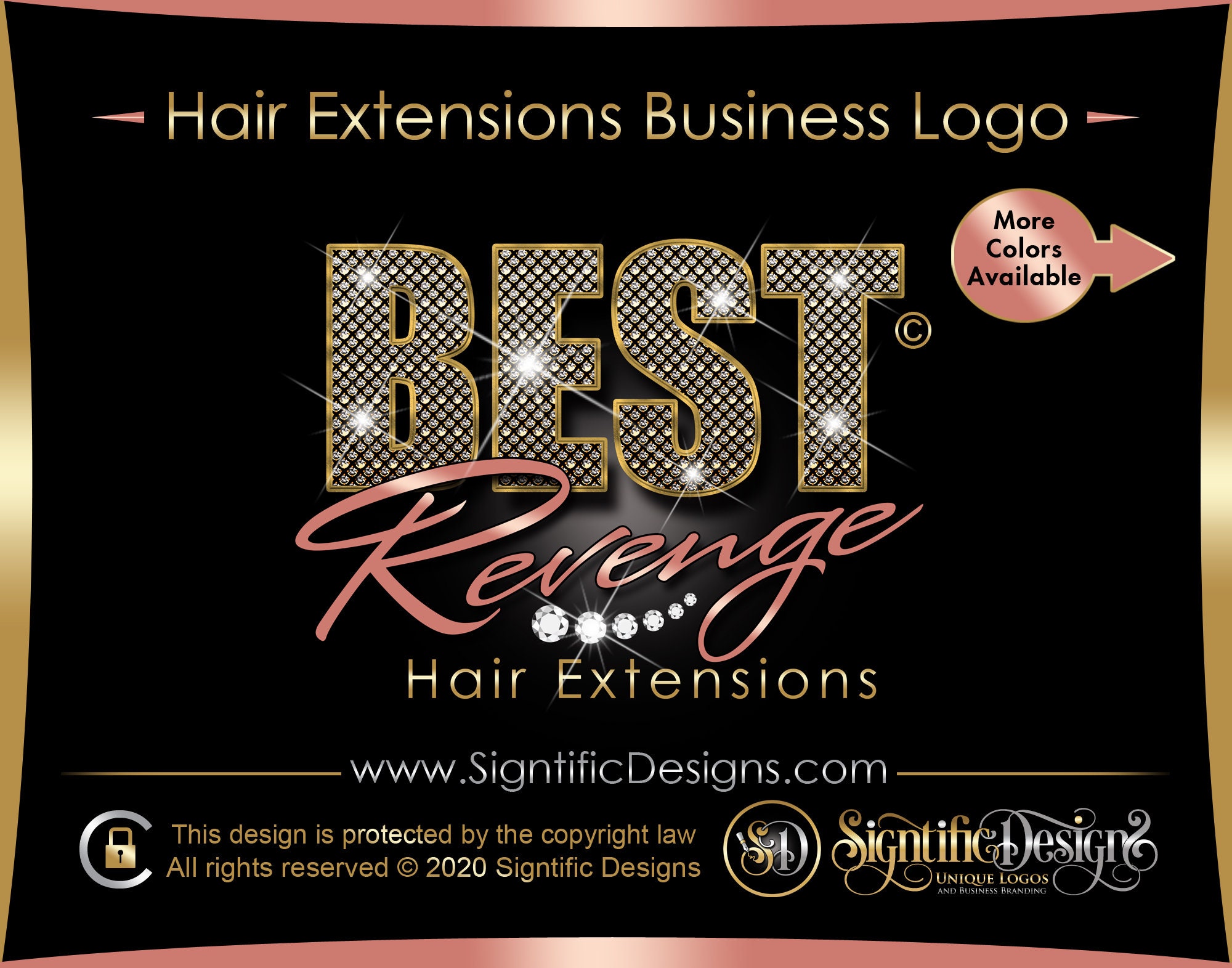 Glitter Bling Hair Logo, Extension Business Branding, Diamond Bundle Logo