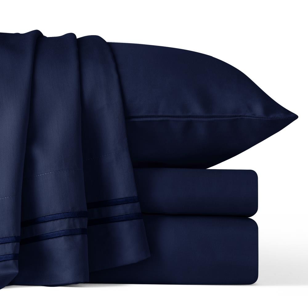 Subrtex Super Soft 300 Thread Count Cotton Tercel Blend Sheet Set, Twin XL, Navy in Blue | SBTQS3TX-NA