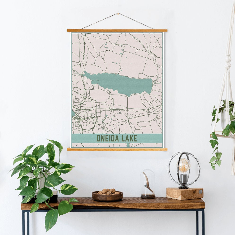 Oneida Lake New York Map Print | Magnetic Poster Frame Printed Marketplace