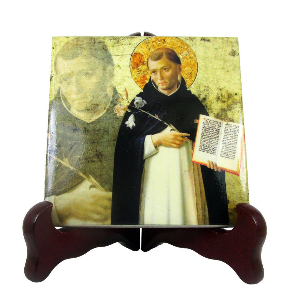 Saint Dominic Icon On Tile Handmade in Italy - St De Guzman Catholic Saints Serie Art Dominicans