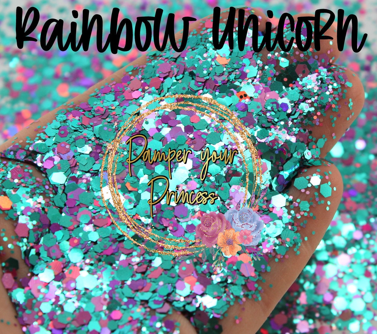 1Oz Chunky Blend Glitter, Mixed Size Mix, Polyester Glitter Mixes, Sold By The Ounce, Rainbow Unicorn