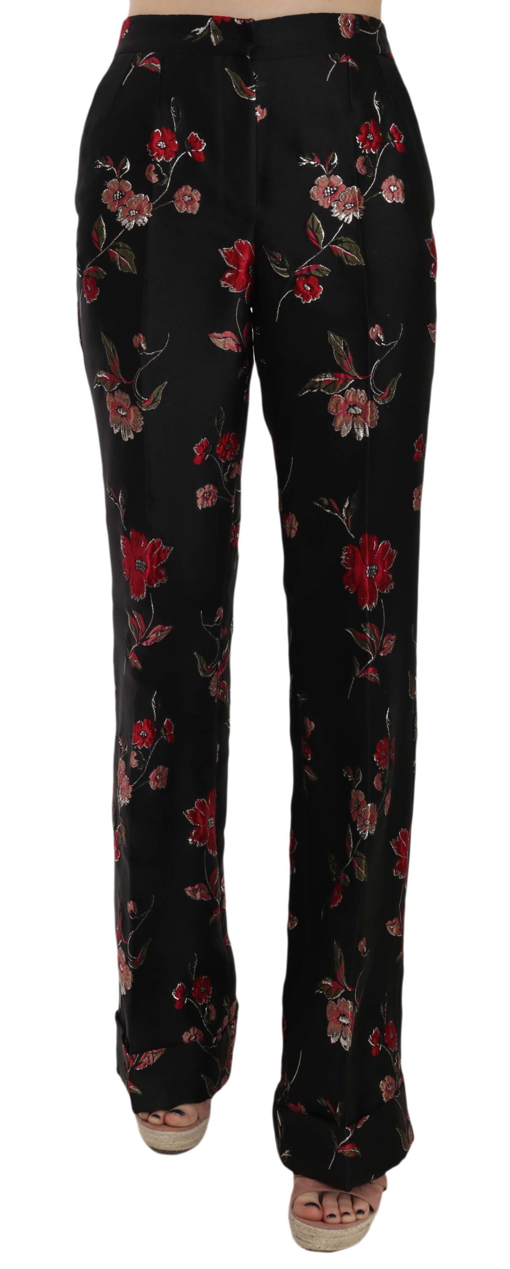 Dolce & Gabbana Women's Floral Print Trouser Black PAN70009 - IT38|XS