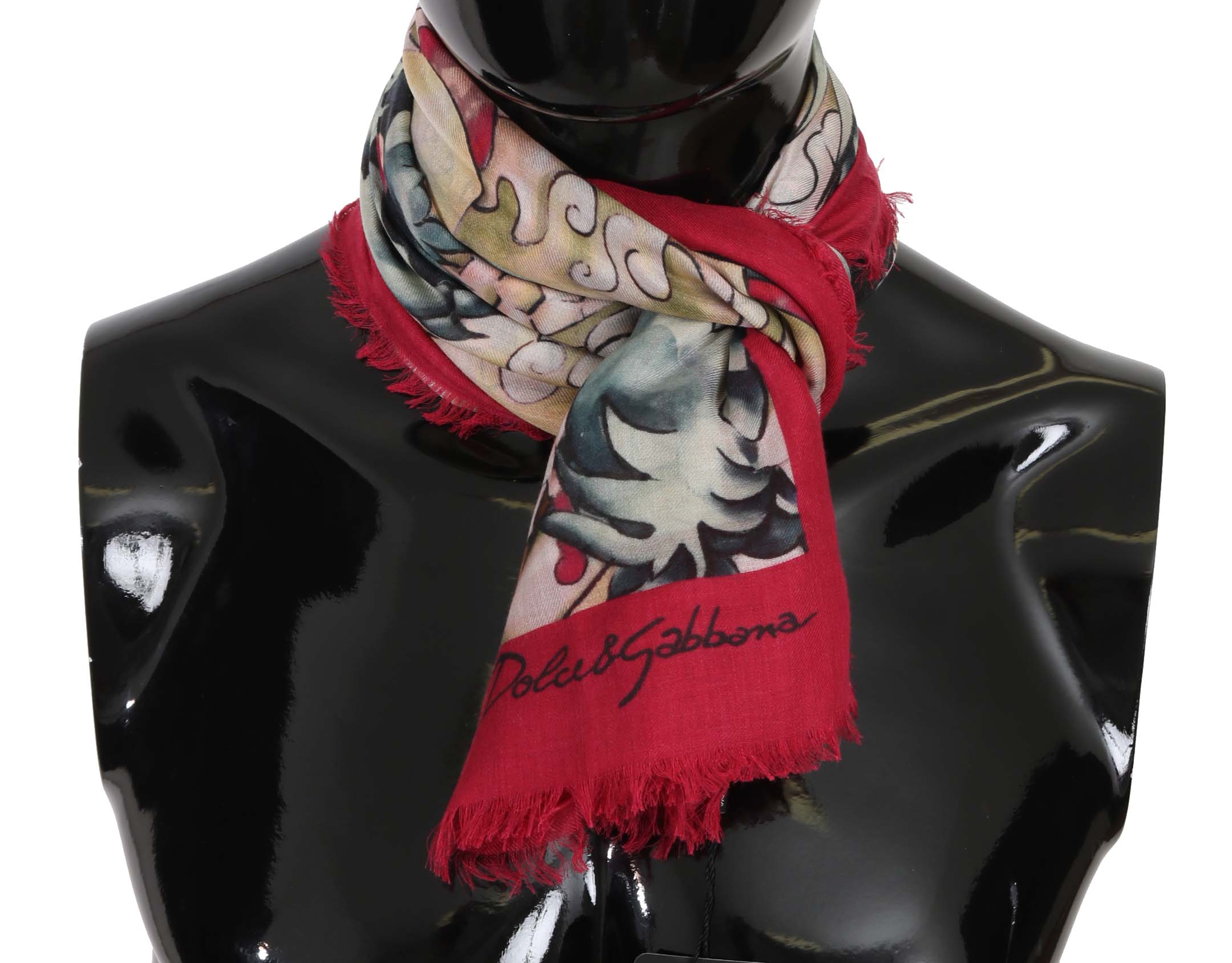 Dolce & Gabbana Men's Japanese Dragon Print Wrap Scarf Multicolor MS5177
