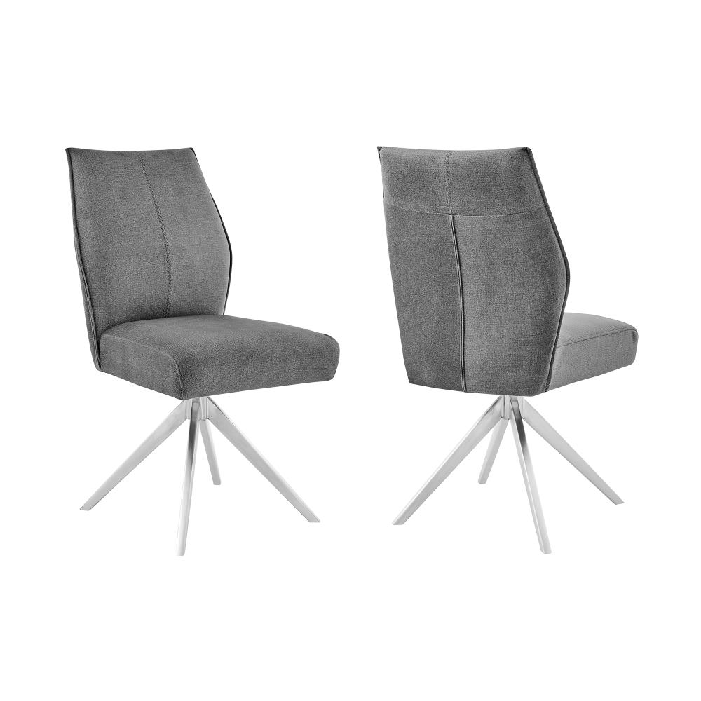 Armen Living Set of 2 Monarch Contemporary/Modern Polyester/Polyester Blend Upholstered Swivel Dining Side Chair (Metal Frame) | LCMNSIGRY