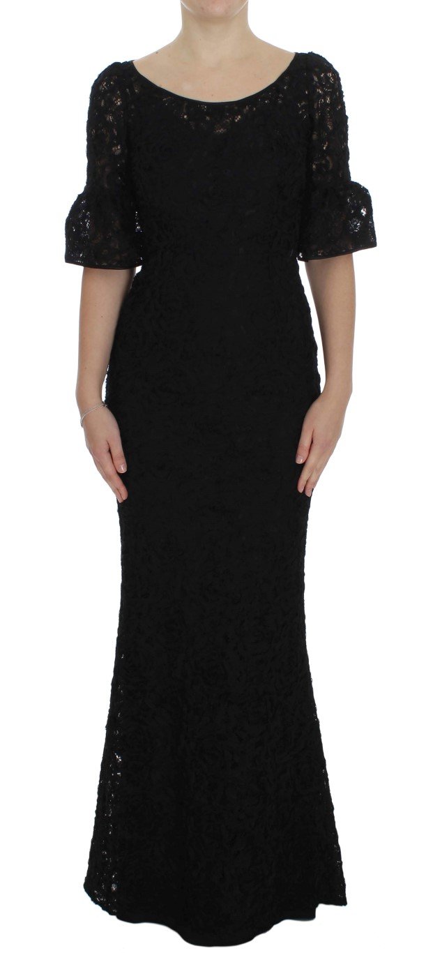 Dolce & Gabbana Women's Floral Lace Long Dress Black NOC10084 - IT40|S