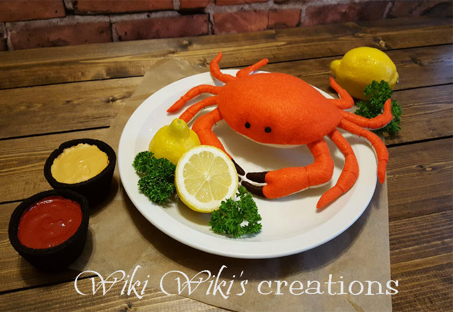 Felt Food Crab, Felt Crab, Fake Food, Play Food Seafood, Pretend Kitchen