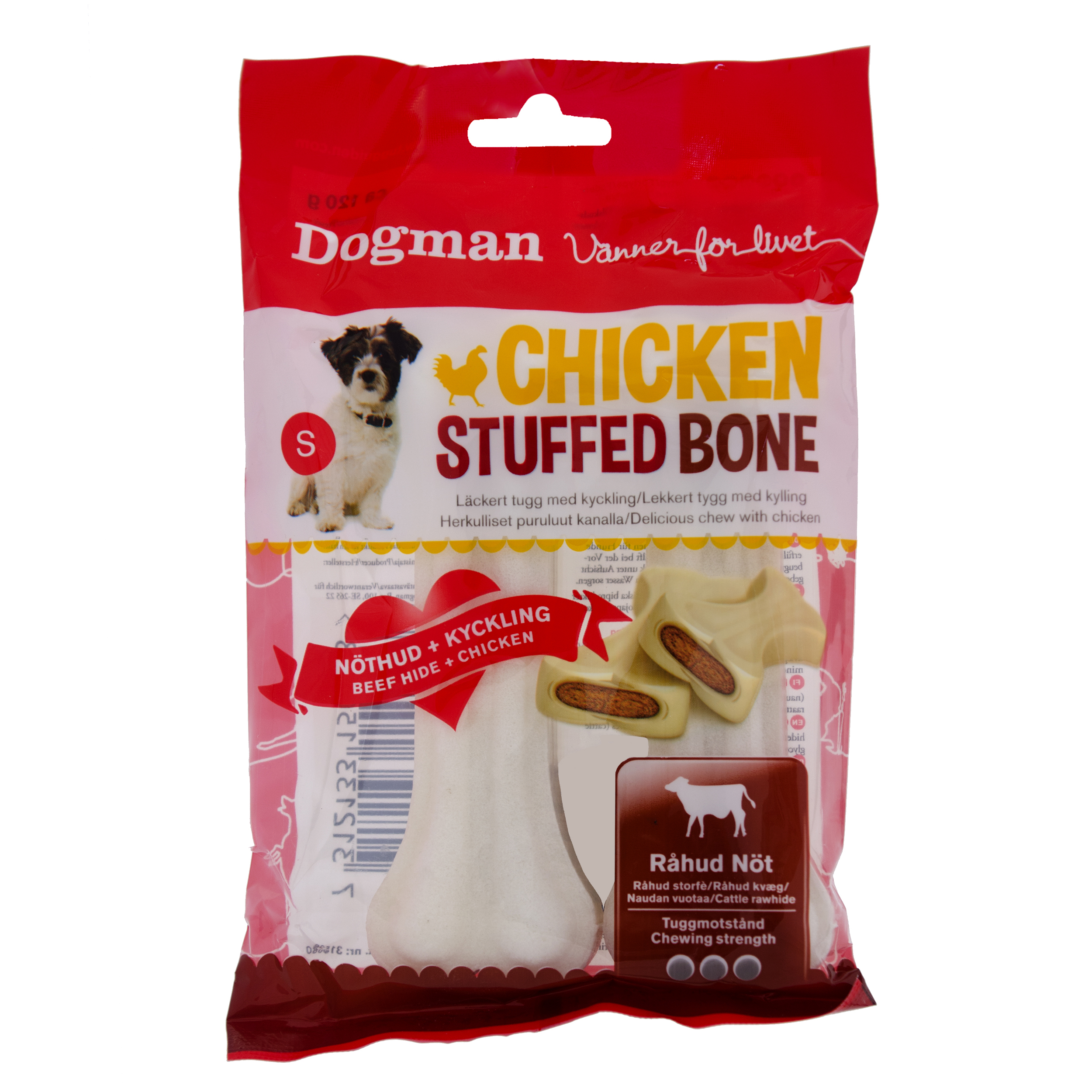 Dogman Chicken stuffed bone 2p Vit S 12,5cm