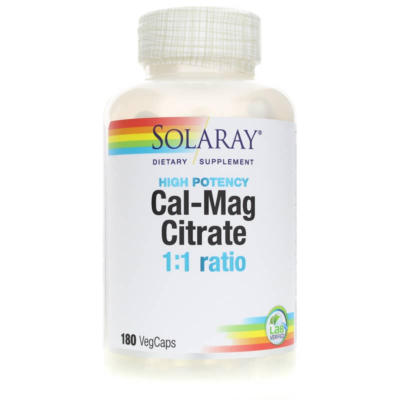 Solaray Cal-Mag Citrate 1:1 Ratio 180 Veg Capsules