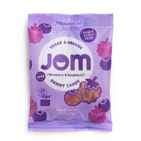 JOM Organic Candy Ekologiskt Gelégodis Sour Blueberry & Raspberry, 70 g
