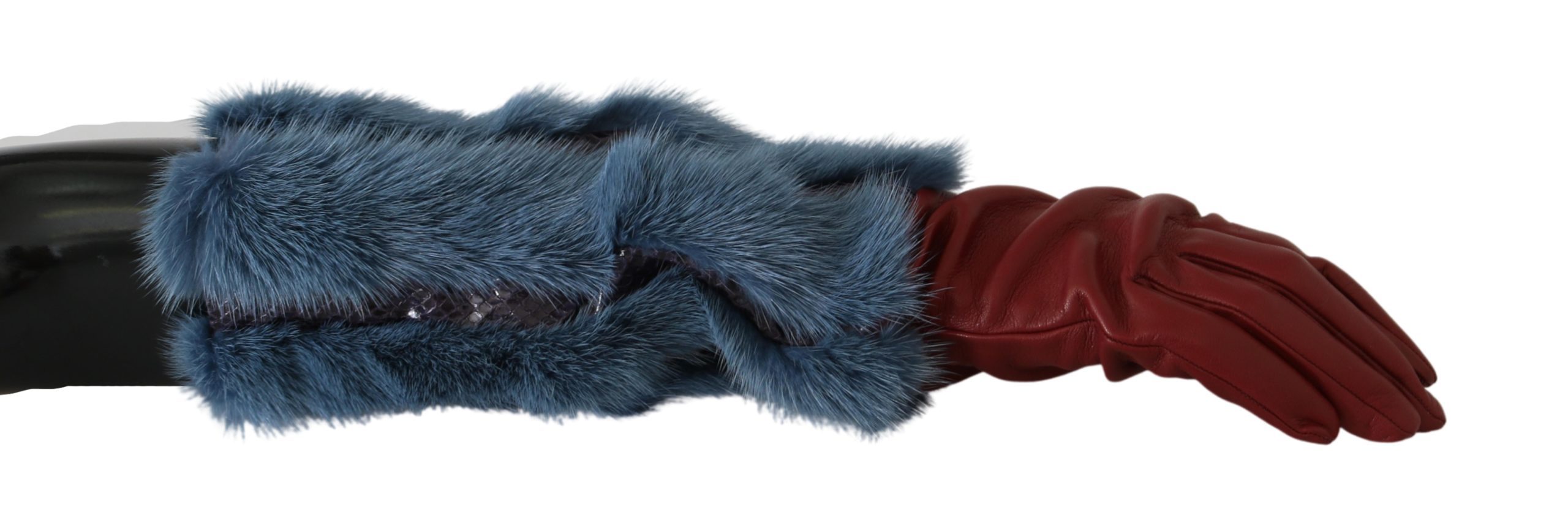Dolce & Gabbana Women's Fur Mid Arm Length Leather Gloves Red LB1005 - 7.5|S