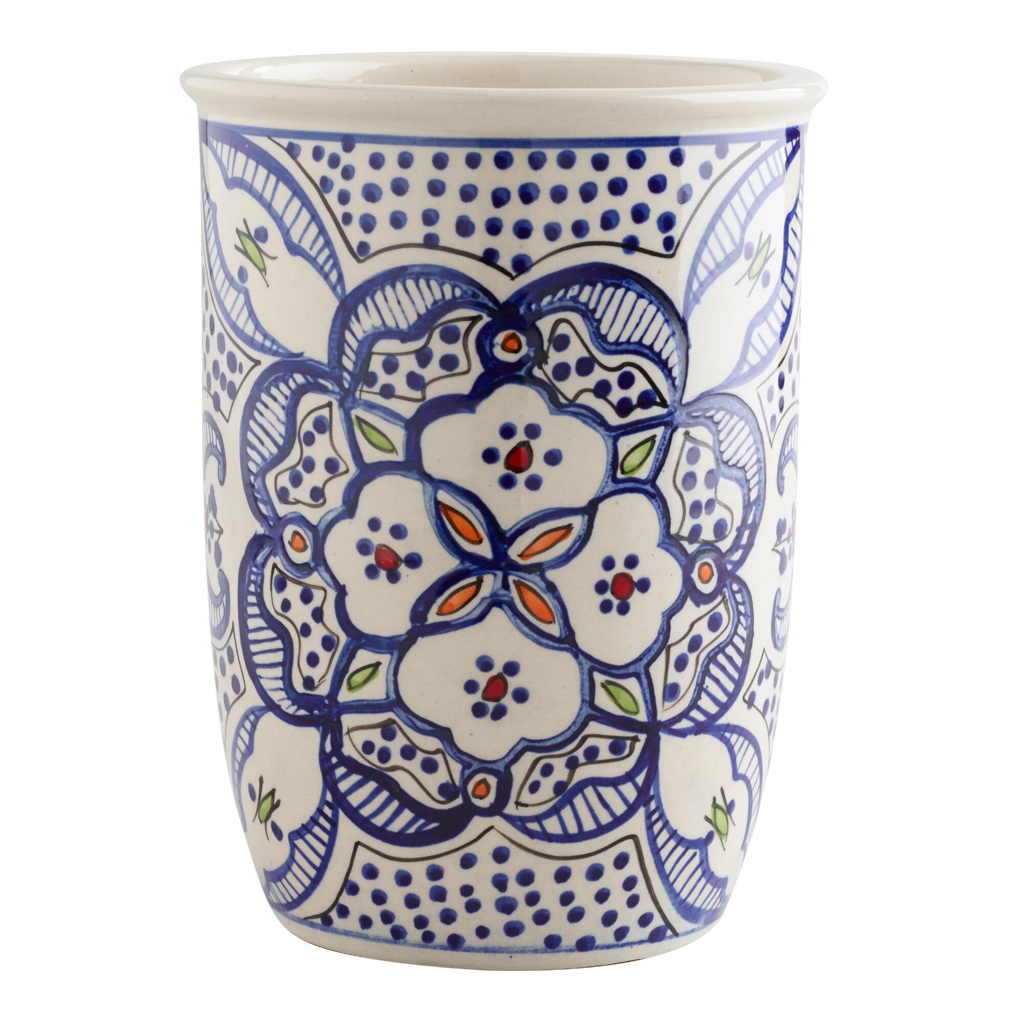 Handpainted Ceramic Tunis Utensil Holder: Blue by World Market