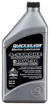 Quicksilver SAE 10W-30 Synthetic Blend 4-Stroke Marine Engine Oil - Quart
