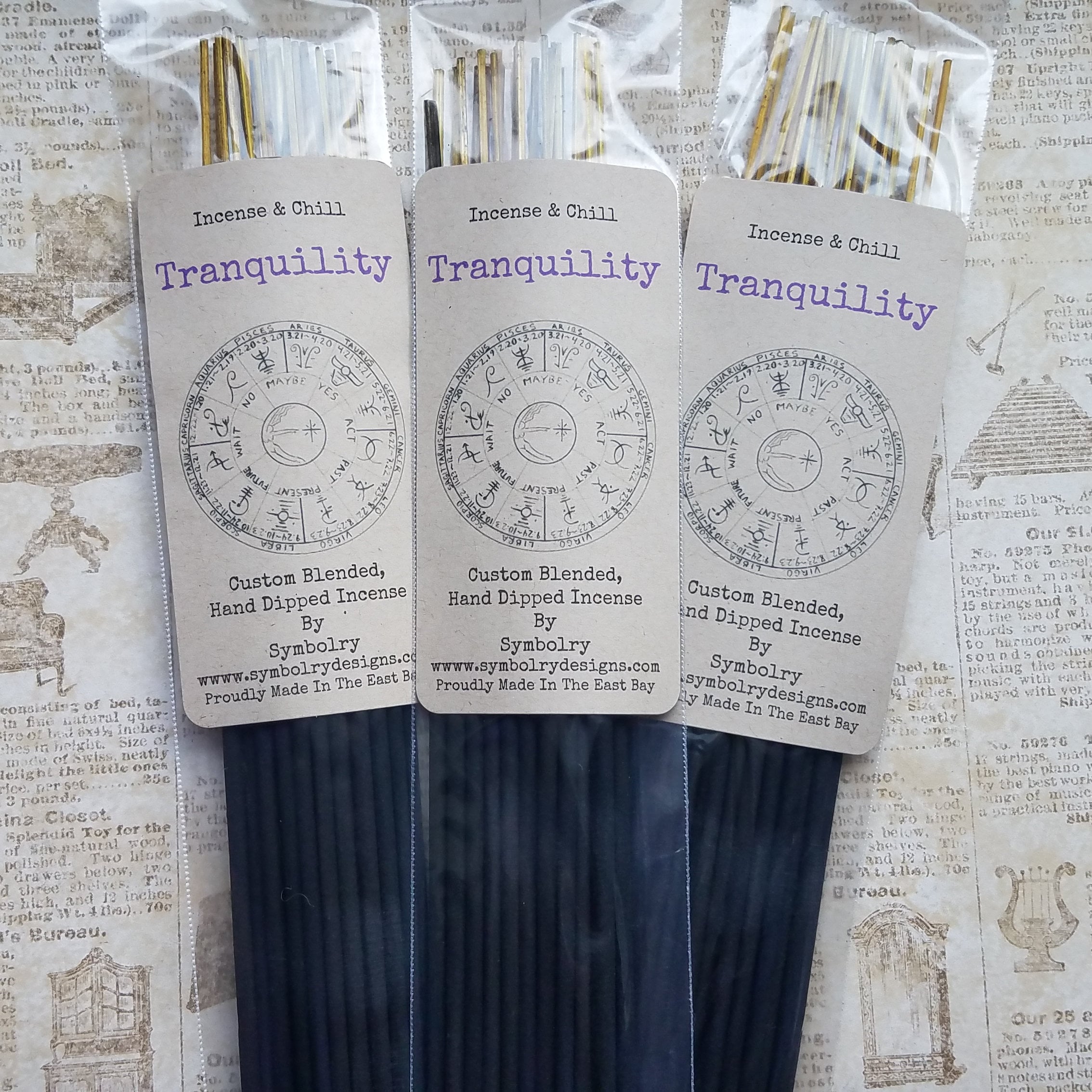 Tranquility, Custom Blended, Hand Dipped Incense By Symbolry