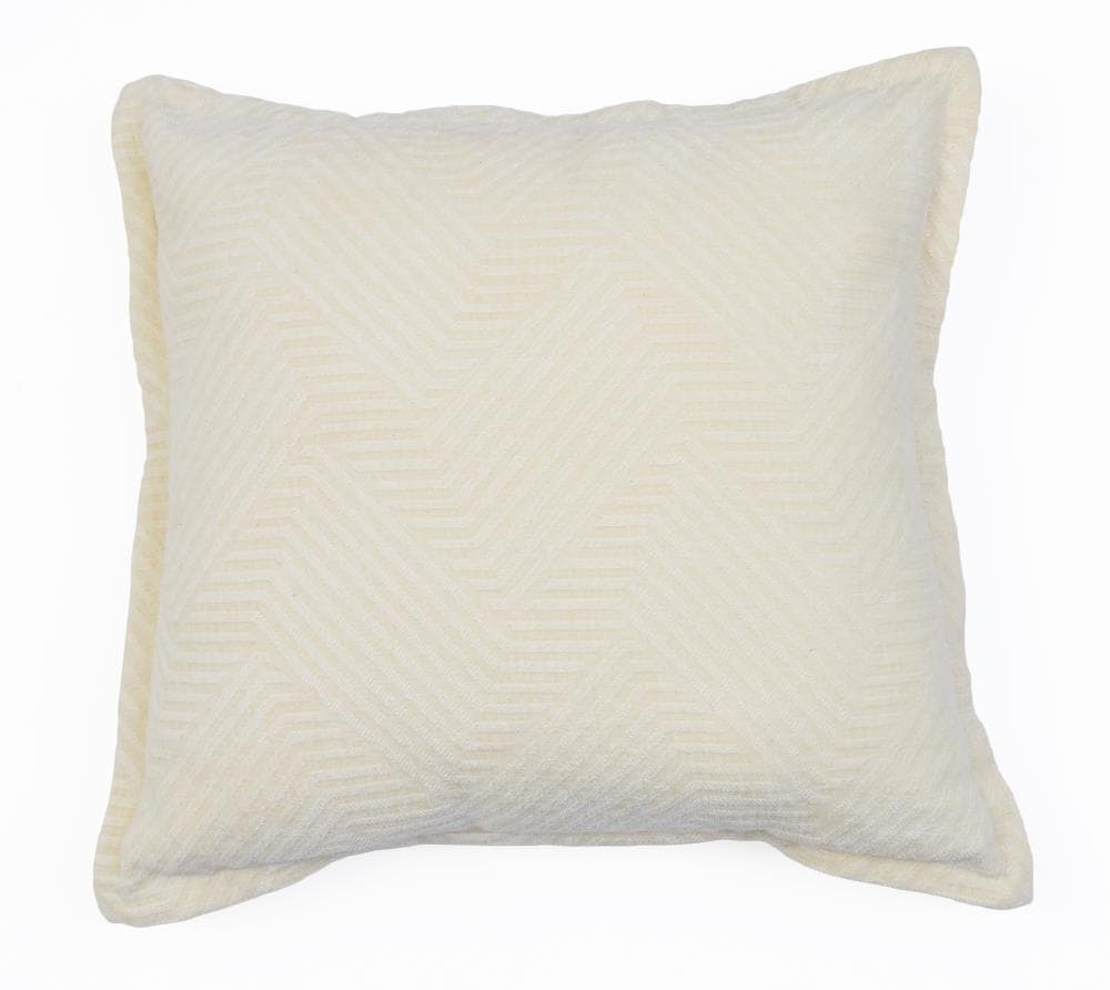 Decor Therapy Thro by Marlo Lorenz 18-in x 18-in Egret Woven Cotton Blend Indoor Decorative Pillow in Off-White | TH022838005E