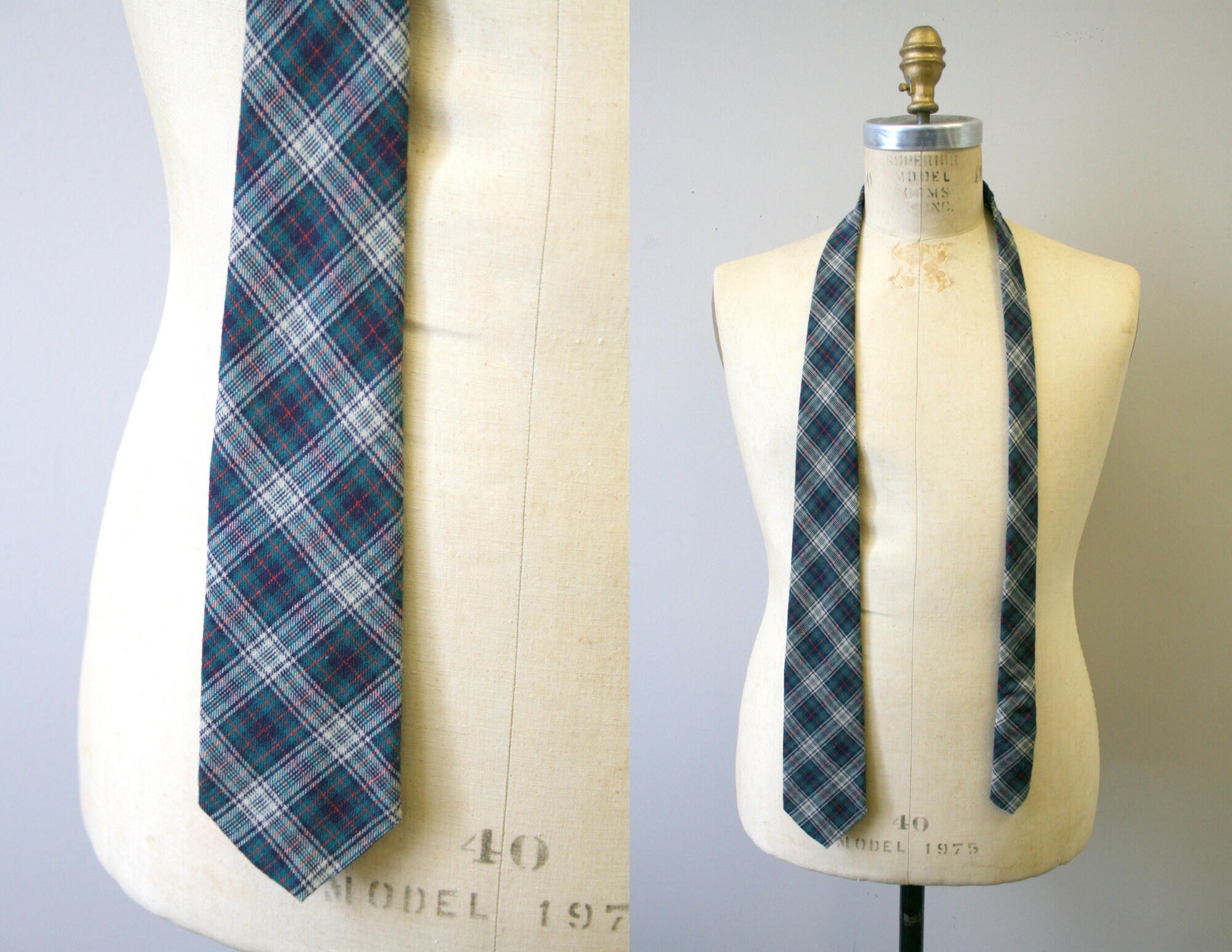 1980S Viyella Scottish Plaid Wool Blend Necktie